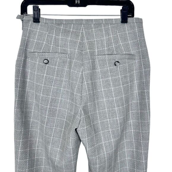 Anthropologie Skinny Trousers Grey Plaid Cropped Pants Women’s 6 TALL Pockets - Picture 9 of 13